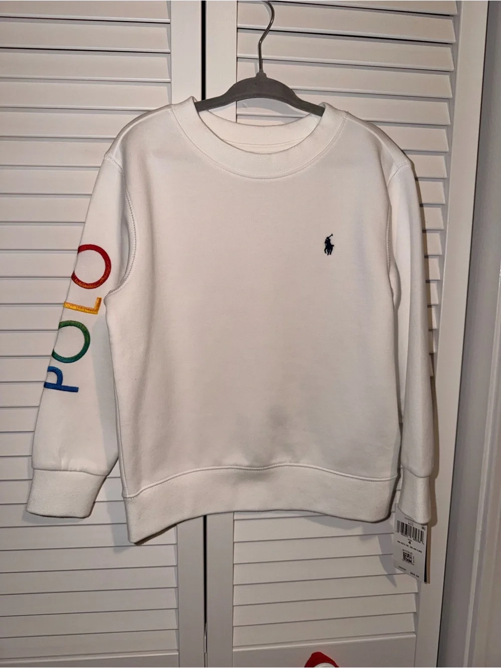 Polo by Ralph Lauren White Crewneck & Rainbow POLO Shorts Kids Set